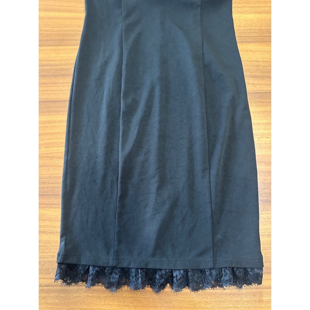 Scarlet Darkness Puff Sleeve Bodycon Dress Medium  Black Lace Trim Gothic Retro - Picture 7 of 12